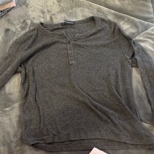 Brandy Melville Charcoal Henley Top